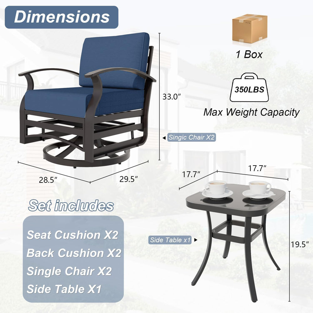 Kurapika 3 Pieces Patio Furniture Set, Outdoor Aluminum Swivel Gliders Rocker...