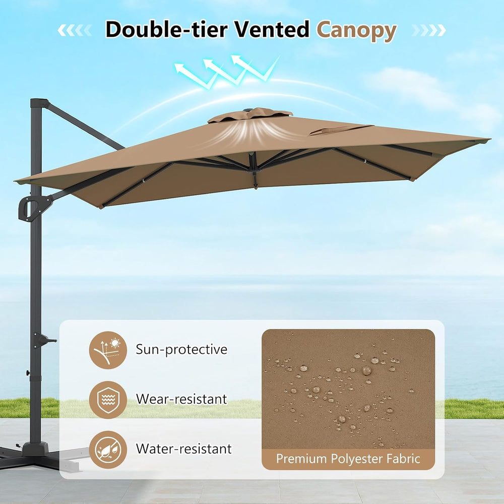 Tangkula 11 x 9 FT Patio Umbrella, Large Offset Cantilever Outdoor Umbrella w...
