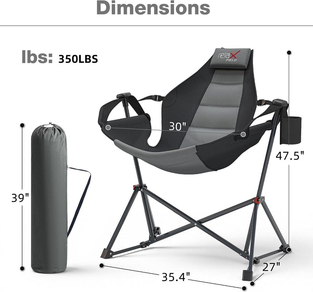 Hammock Camping Chair, Oversized Swinging Chair, 350LBS,Black