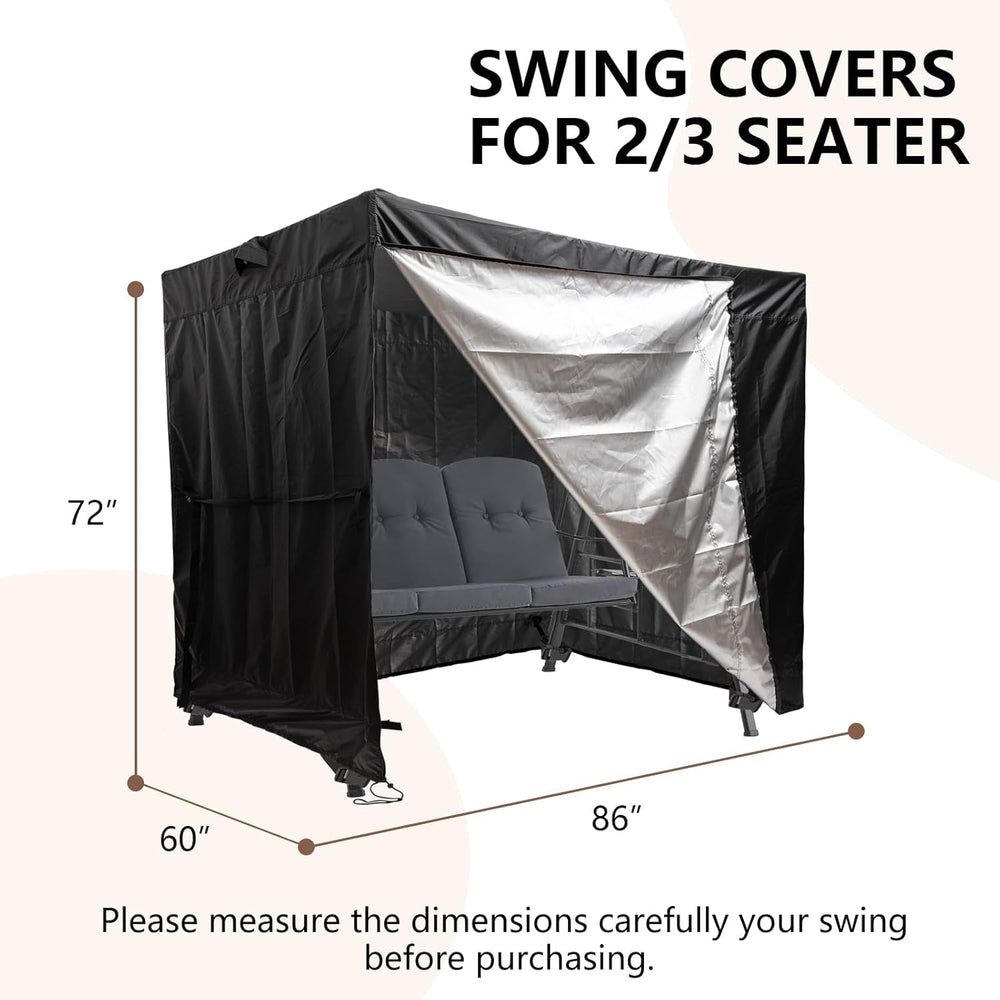 Waterproof Outdoor Swing Cover, 3 Triple Seater, 86L*60D*72H Inch