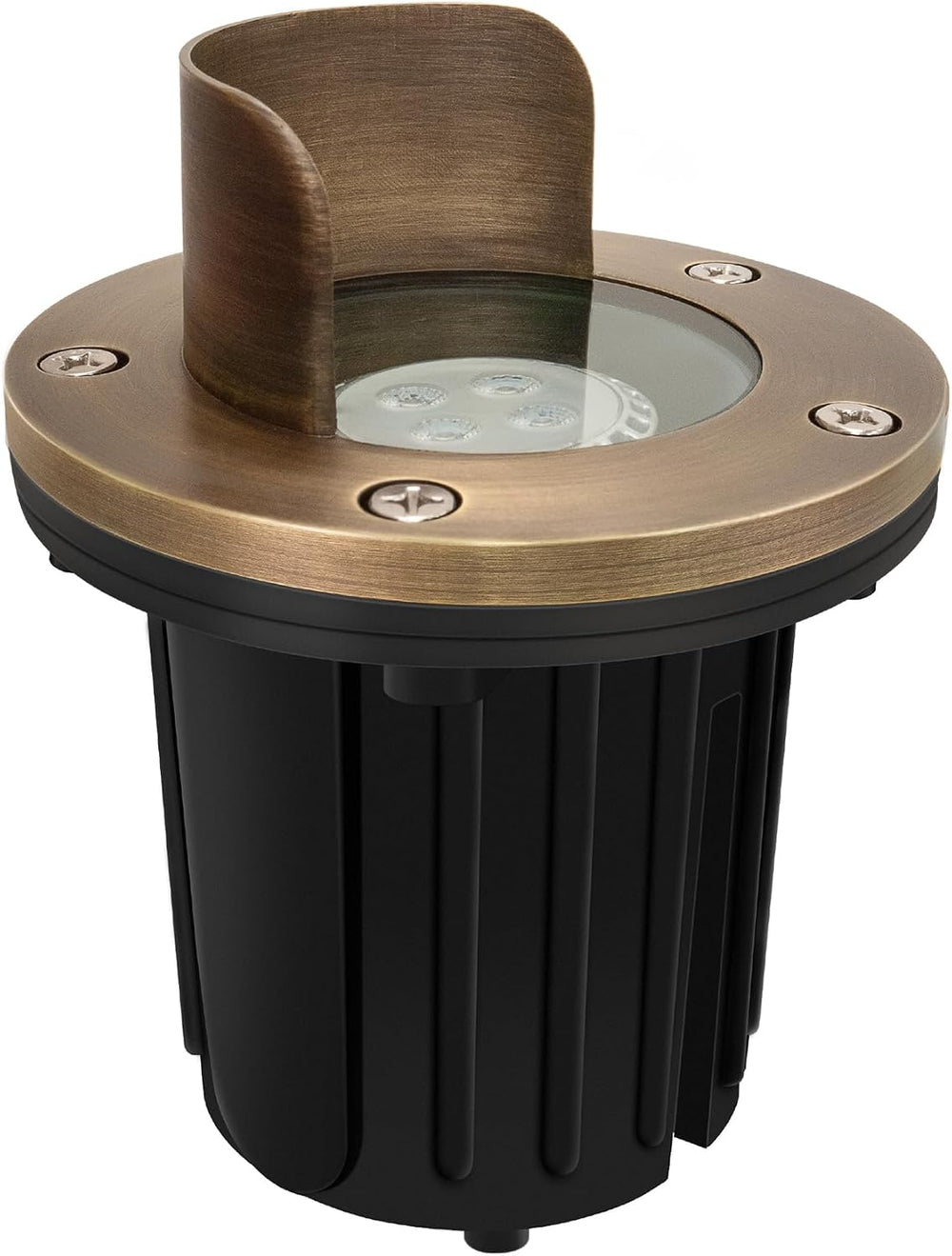 4 Pack, LED Brass Well Lights, 12V IP67 Waterproof Outdoor In Ground Light wi...