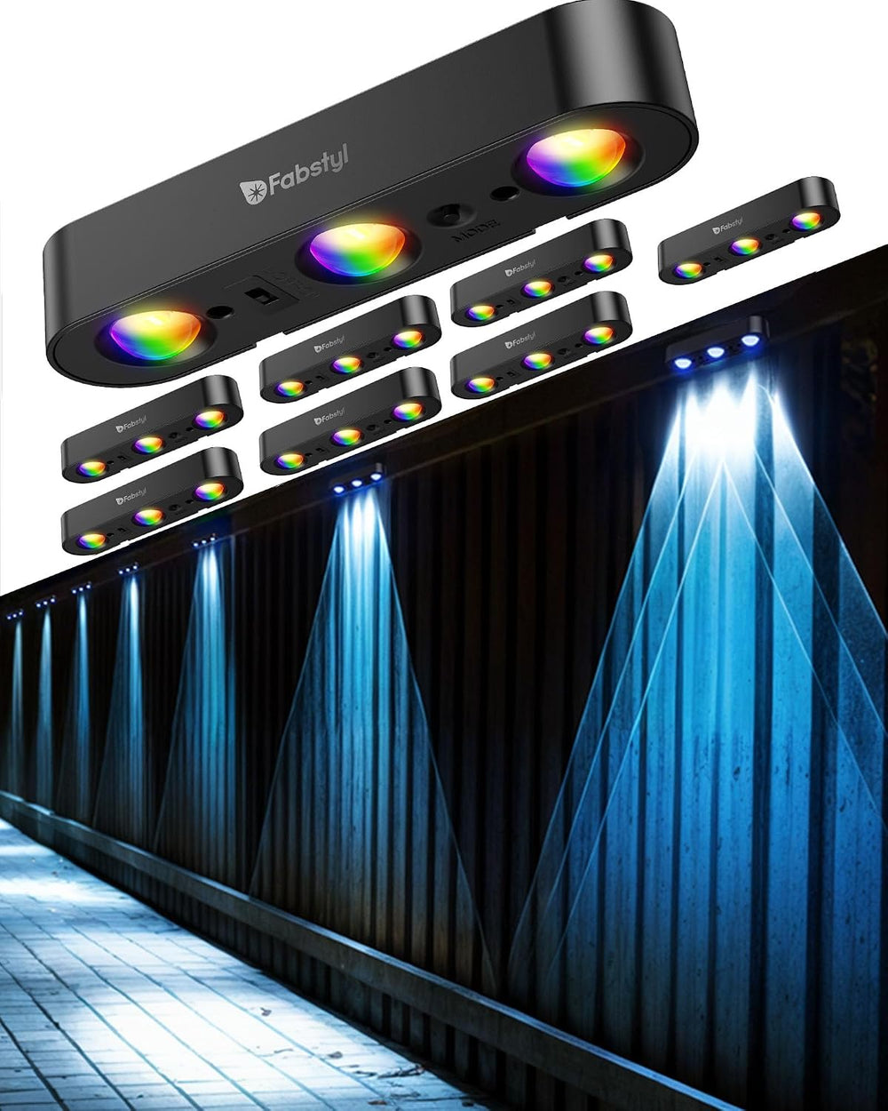 RGB Sync Solar Fence Lights Outdoor 8 Pack, Dynamic Modes