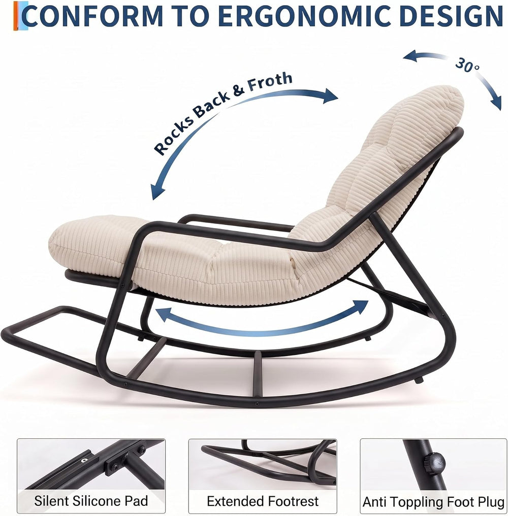 Outdoor Papasan Rocking Chair Set of 2, Oversized Patio Rocking Chair with Ar...