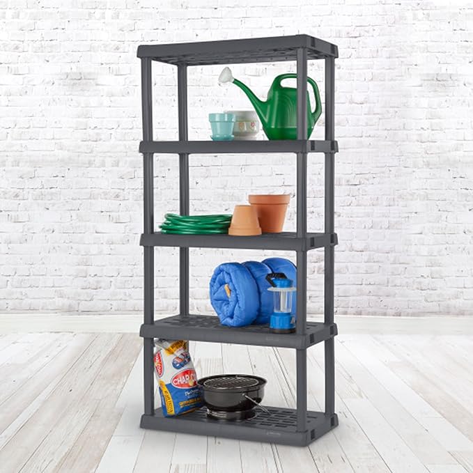 Sterilite 4-Pack 5 Shelf Unit, Heavy-Duty Shelving Storage Rack for Home and ...
