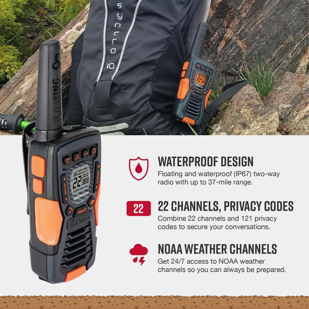 Cobra ACXT1035R FLT Floating Walkie Talkies, Waterproof, Rechargeable