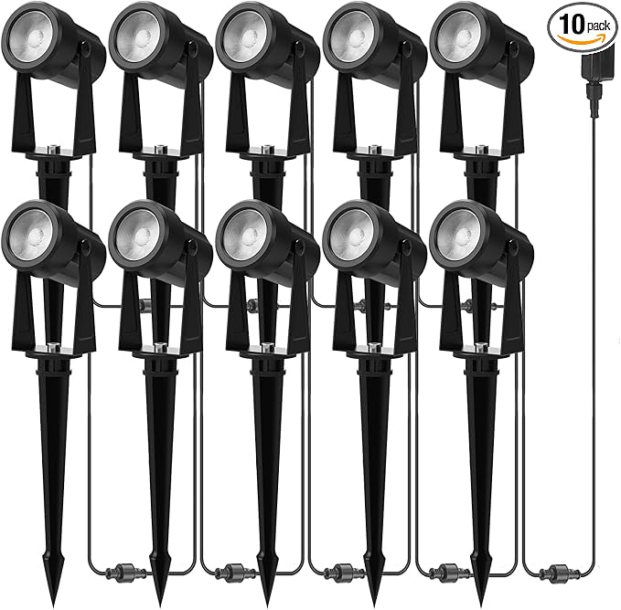 Banord Outdoor Landscape Lighting, 10 Pack Low Voltage LED Spot Lights with T...