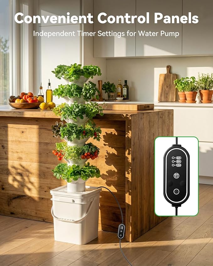 Vertical Hydroponics Growing System Kit, Indoor Outdoor Gardening System Kits...