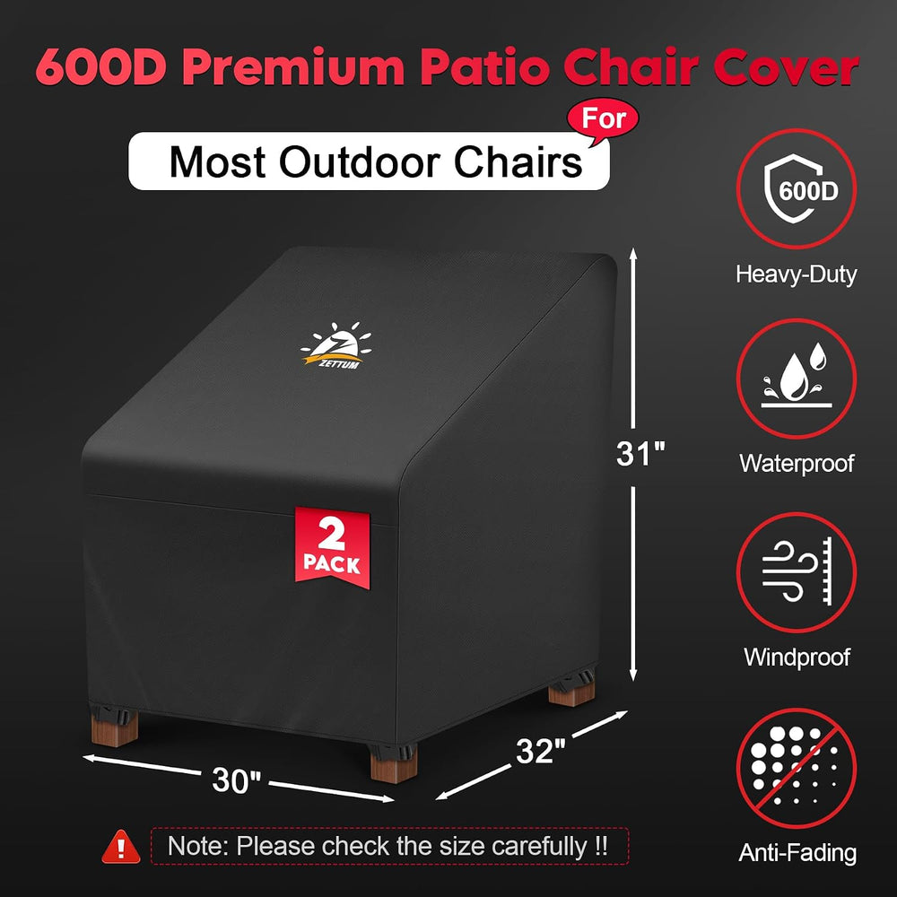 Zettum Patio Chair Covers 2 Pack - 600D Outdoor Lounge Deep Seat Cover Waterp...