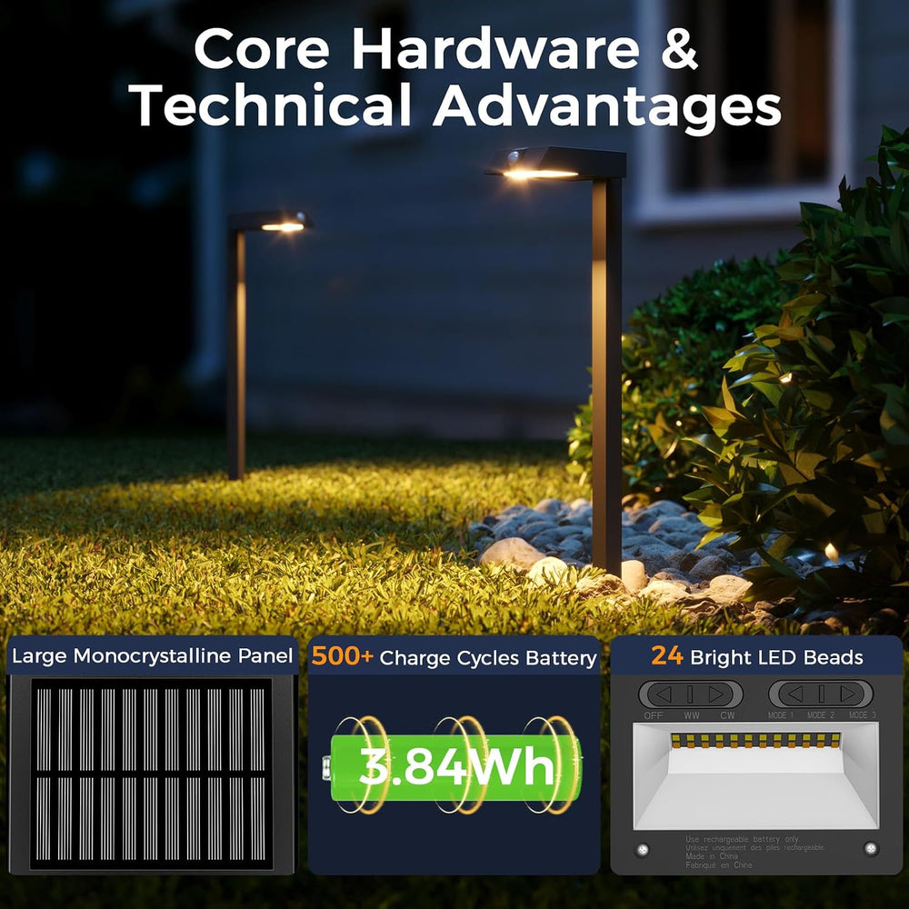 XMCOSY+ Solar Pathway Lights, 6 Pack Metal Motion Sensor Outdoor Lights | 300...