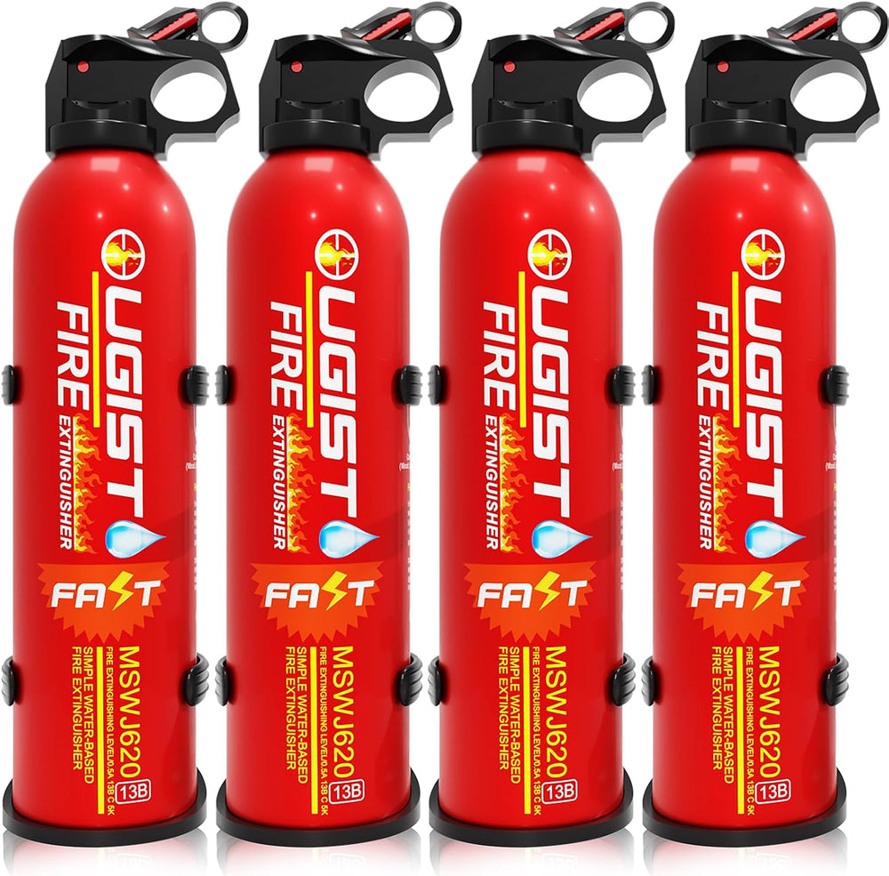 Multipurpose Fire Extinguisher (4 Pack, 21oz Each) with Wall Mount Bracket, W...