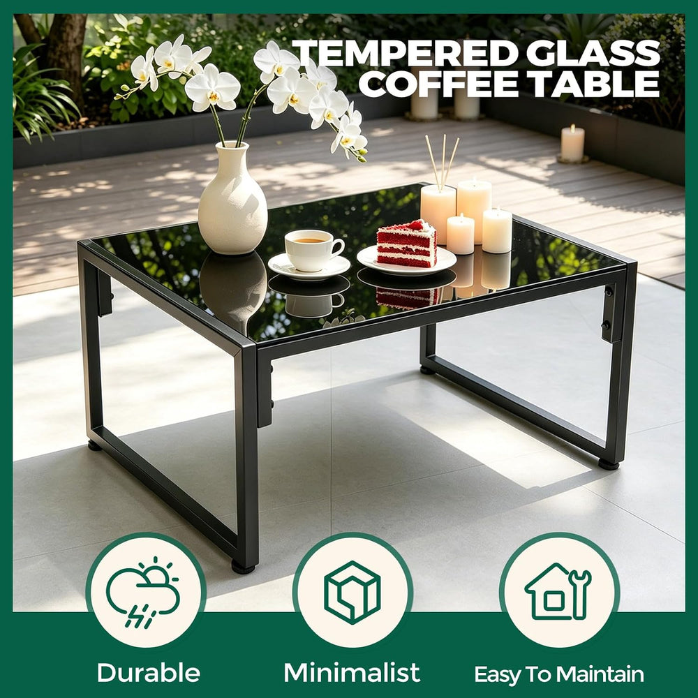 4 Piece Outdoor Patio Furniture Set with Coffee Table & Cushions