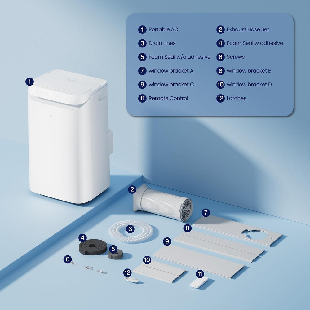 DELLA Sylro Series Smart Portable Air Conditioner, 14,000 BTU Drainage-Free E...