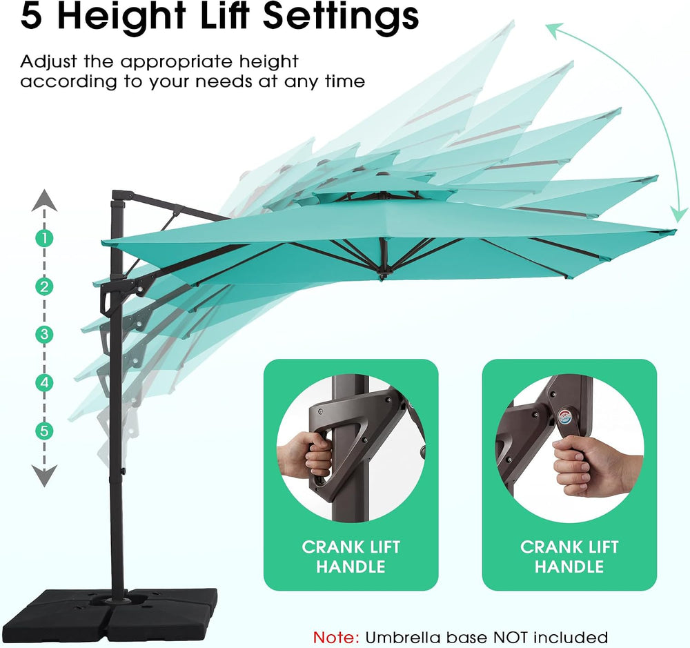 JEAREY 10x10 ft 2-Tier Cantilever Patio Umbrella, Outdoor Offset Umbrella