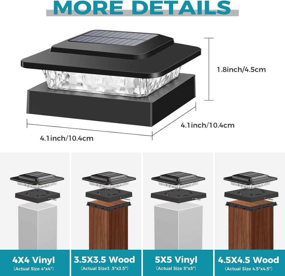 kolpop Solar Post Cap Lights 12 Pack, 3 Lighting Modes& 2 Level Brightness