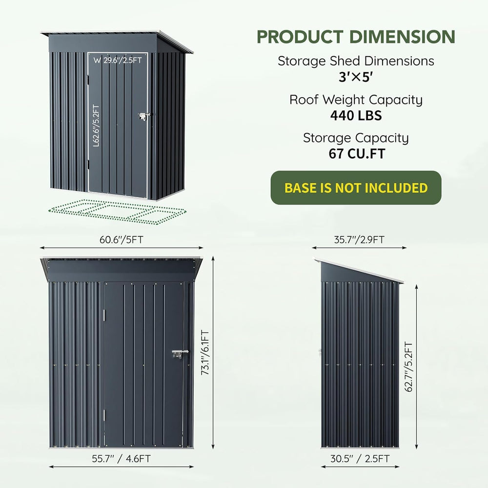 3 x 5 FT Metal Storage Shed for Backyard, Nightblue