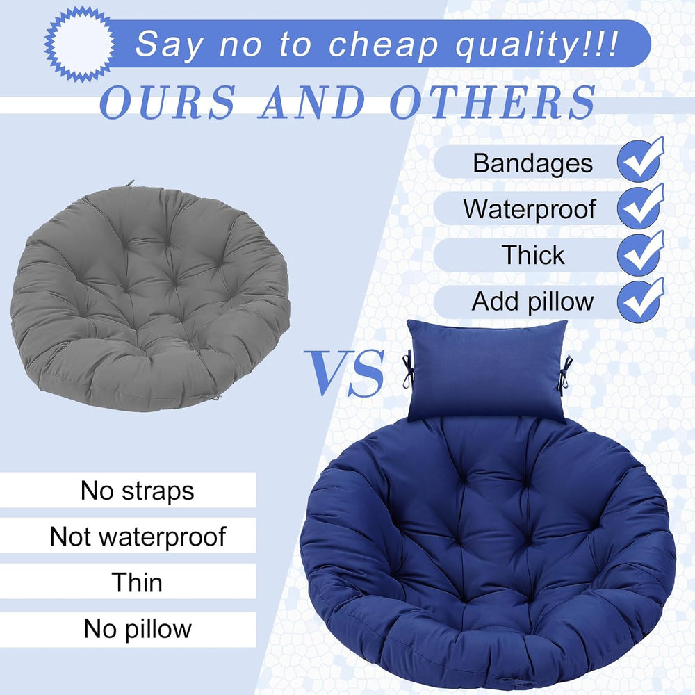Tudomro Navy Blue 45x45" Egg Chair Waterproof Cushions Basket Replacement