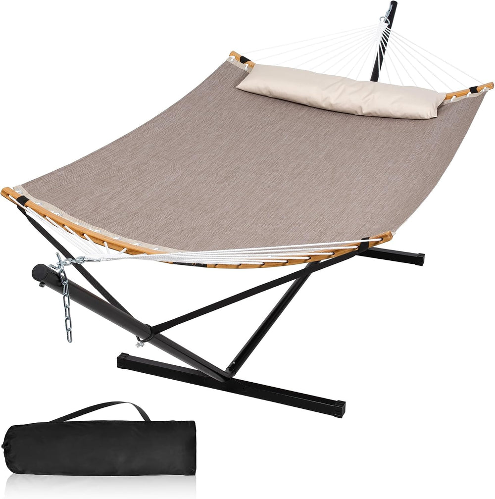 Quick Dry Hammock with Stand and Carrying Bag Included, Brown