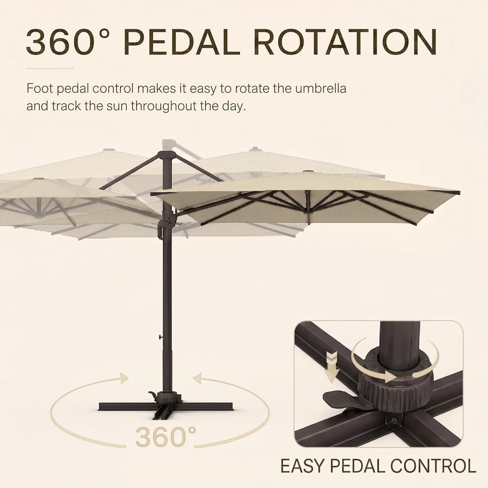Kingdura 9' X 9' Cantilever Patio Umbrella, Large Rectangular Aluminu...