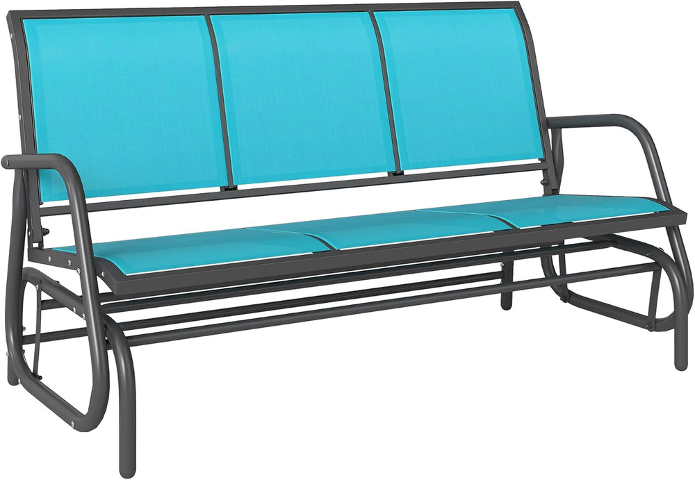 Outsunny 3-Person Patio Glider Bench Outside 3 Seats Blue