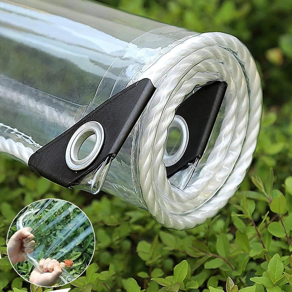 Clear Tarp with Grommets 6x6ft 14Mil Transparent Heavy Duty PVC Vinyl Cover