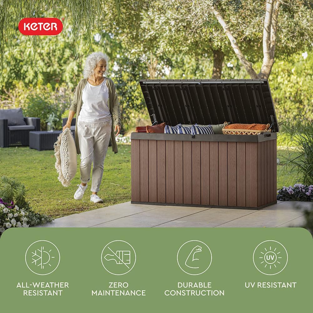 Keter Darwin 150 Gallon Resin Large Deck Box - Organization and Storage for P...