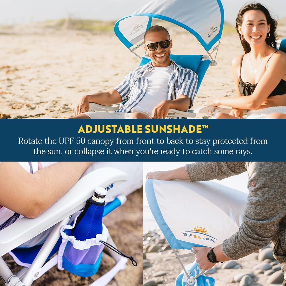 GCI Outdoor Sunshade Backpack Beach Chair | Reclining Folding Canopy Chair wi...