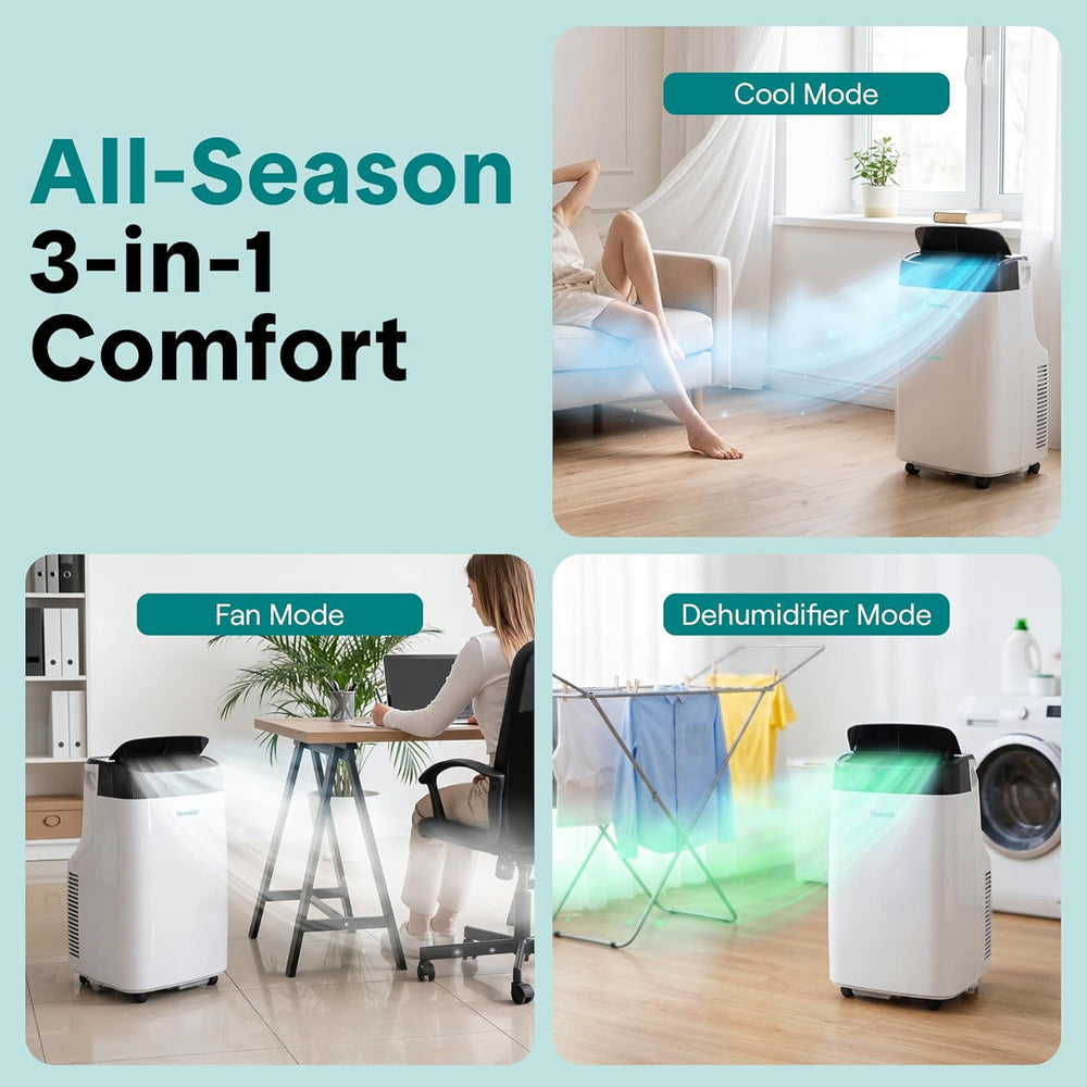 SereneLife Portable Air Conditioner, With Dual Motor, Dehumidifier & Fan ...