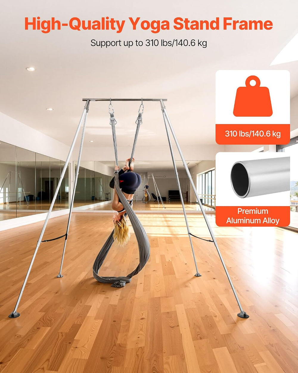 VEVOR Adjustable Yoga Aerial Rig, Aerial Silk Stands with Height Adjustable 5...