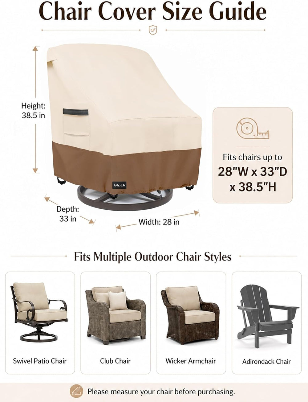 Outdoor Swivel Rocker Chair Cover 2 Pack,Patio Swivel Chair Covers for Outdoo...