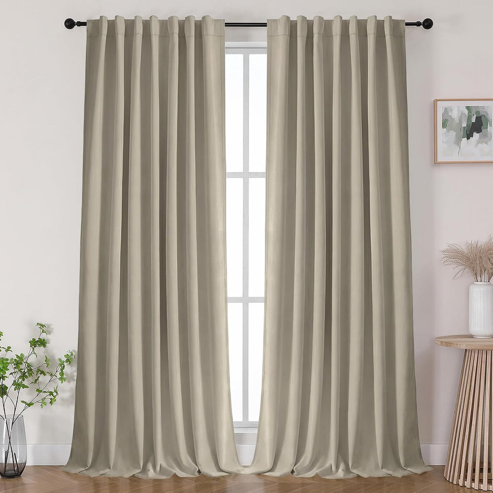 Joydeco Blackout Curtains 84 Inches Long - 100% Blackout Living Room Drape 2 ...