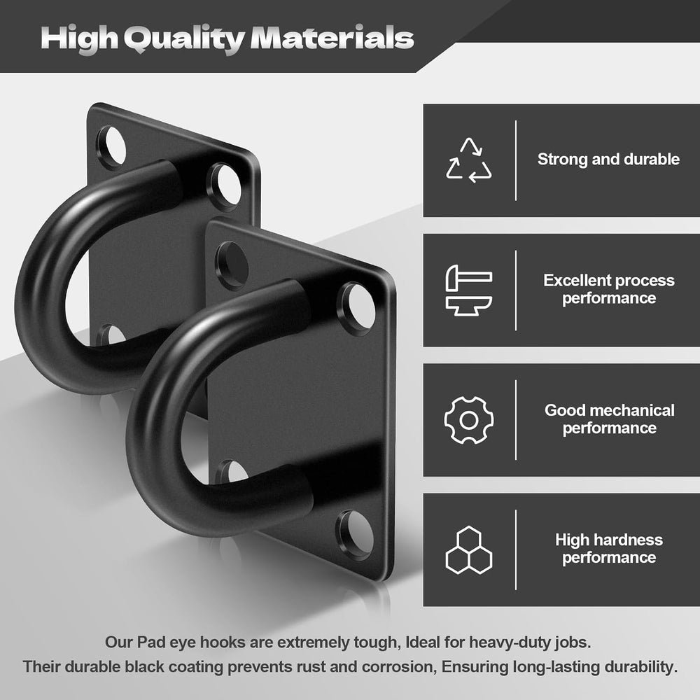 M10 Pad Eye Hooks 4-Pack, 900LB 304 Stainless Steel Swing Hooks Kit
