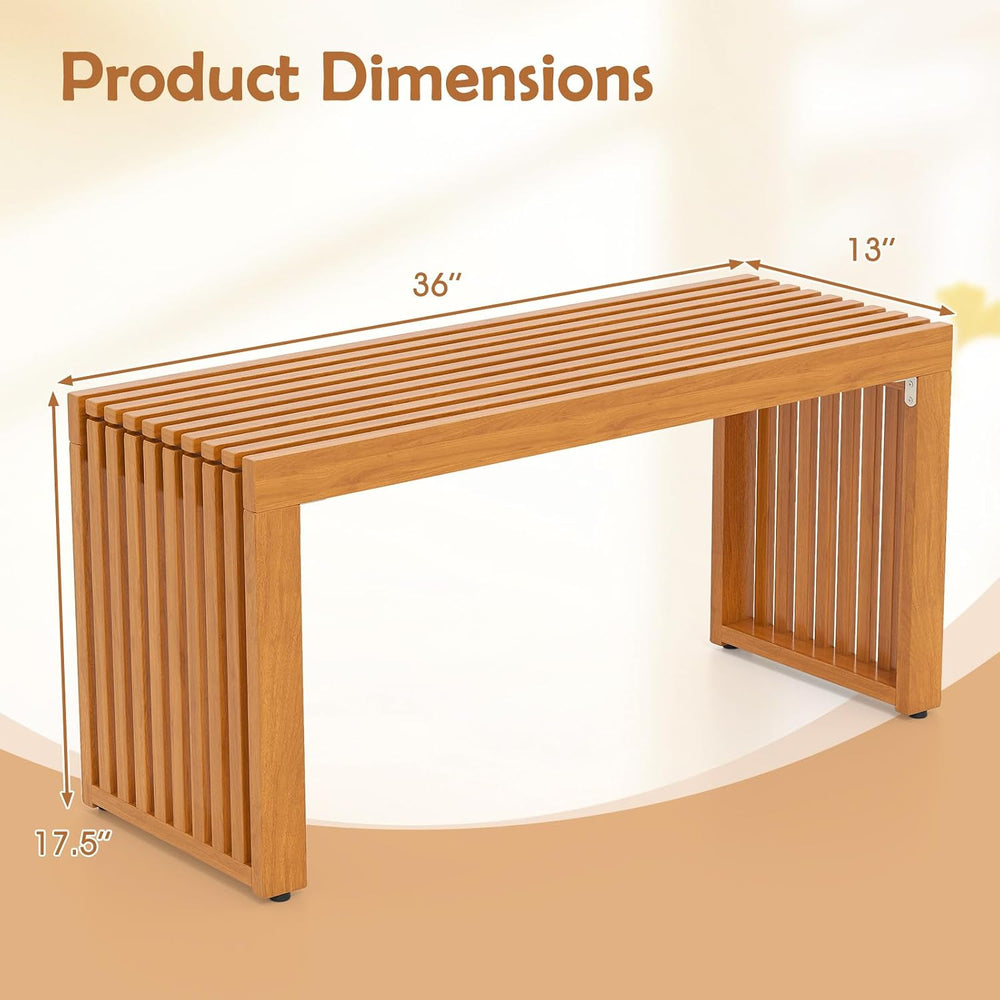 Tangkula Acacia Wood Outdoor Bench, 36”Garden Bench for 2 Person, 2 Pack