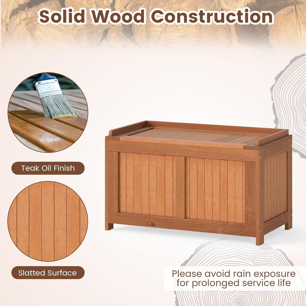 RELAX4LIFE Wood Deck Box, 52 Gallon Backyard Storage Bin Container for Patio ...