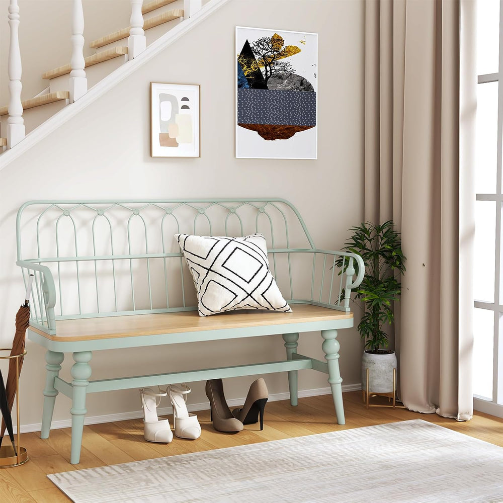 DIBRATY Entryway Bench,Spindle Back Wooden Dinning Bench, Farmhouse Foyer Ben...