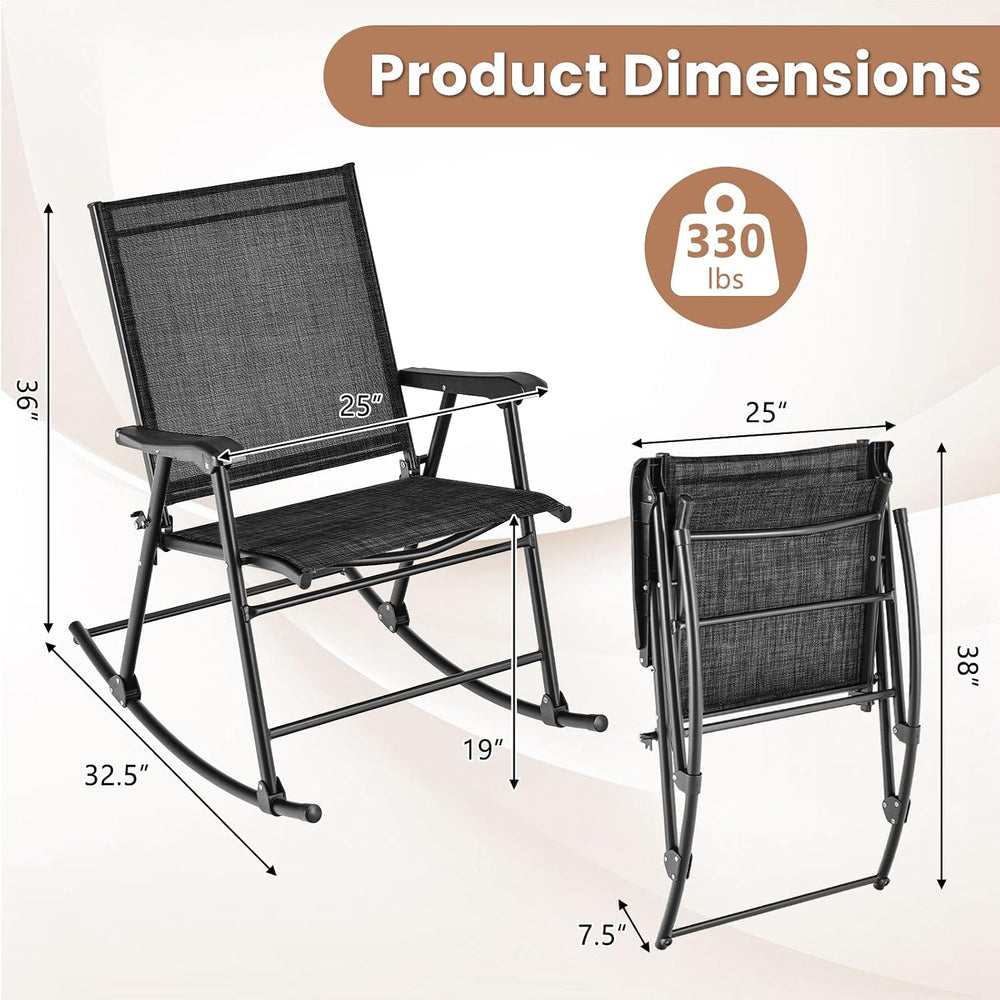 Tangkula Folding Rocking Chairs Set of 2, Patio Rockers with Breathable Seat ...