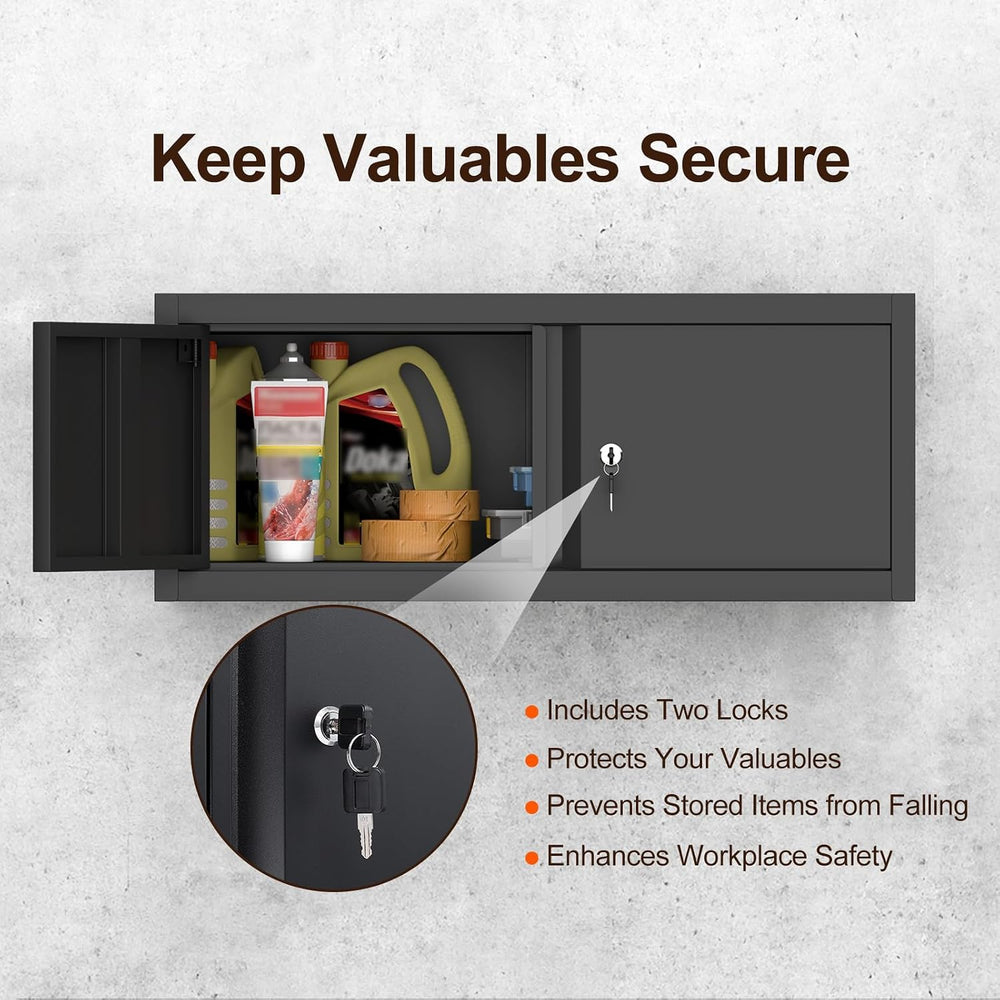 Metal Garage Wall Cabinets,13" H Garage Storage Cabinet Wall Mounted,Flo...