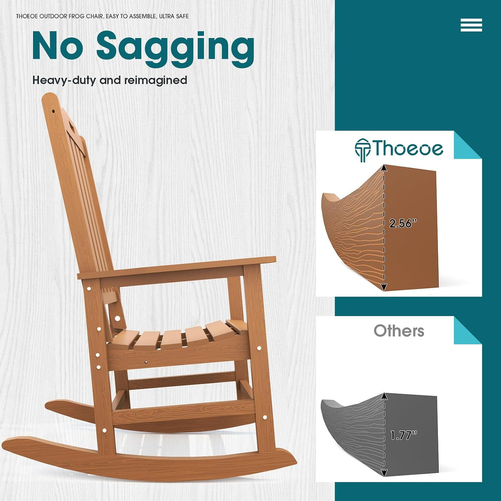 THOEOE Outdoor Rocking Chairs Set of 2, Oversized HDPE Patio Rockers