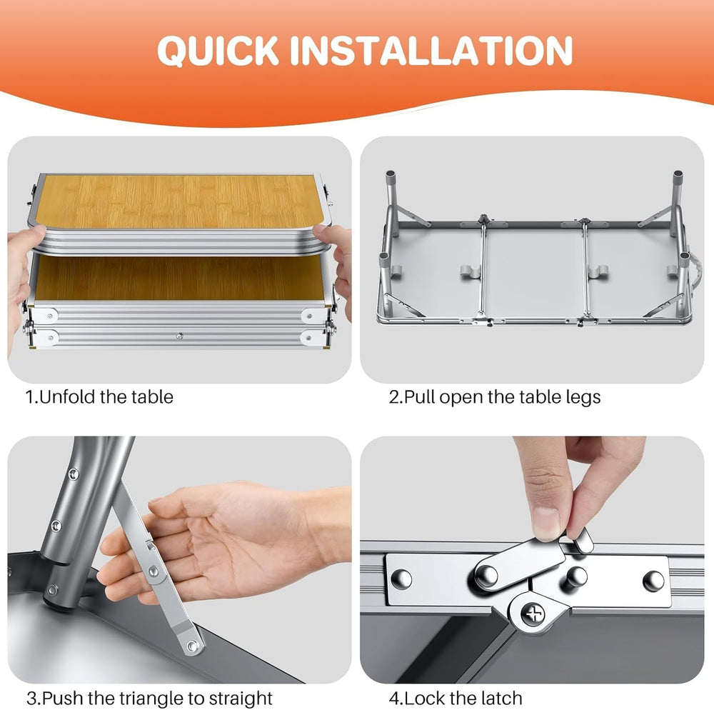 FUNYKICH 3ft Low Folding Camping Table with Carry Bag, 34.2'' Lx15.7&...