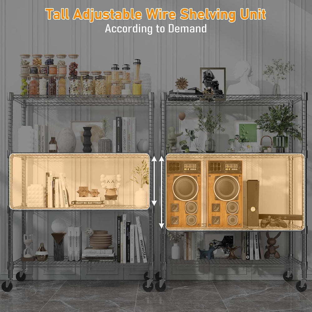 Himimi 4-Tier Heavy Duty Steel Wire Rack Storage Shelving, Adjustable Metal S...