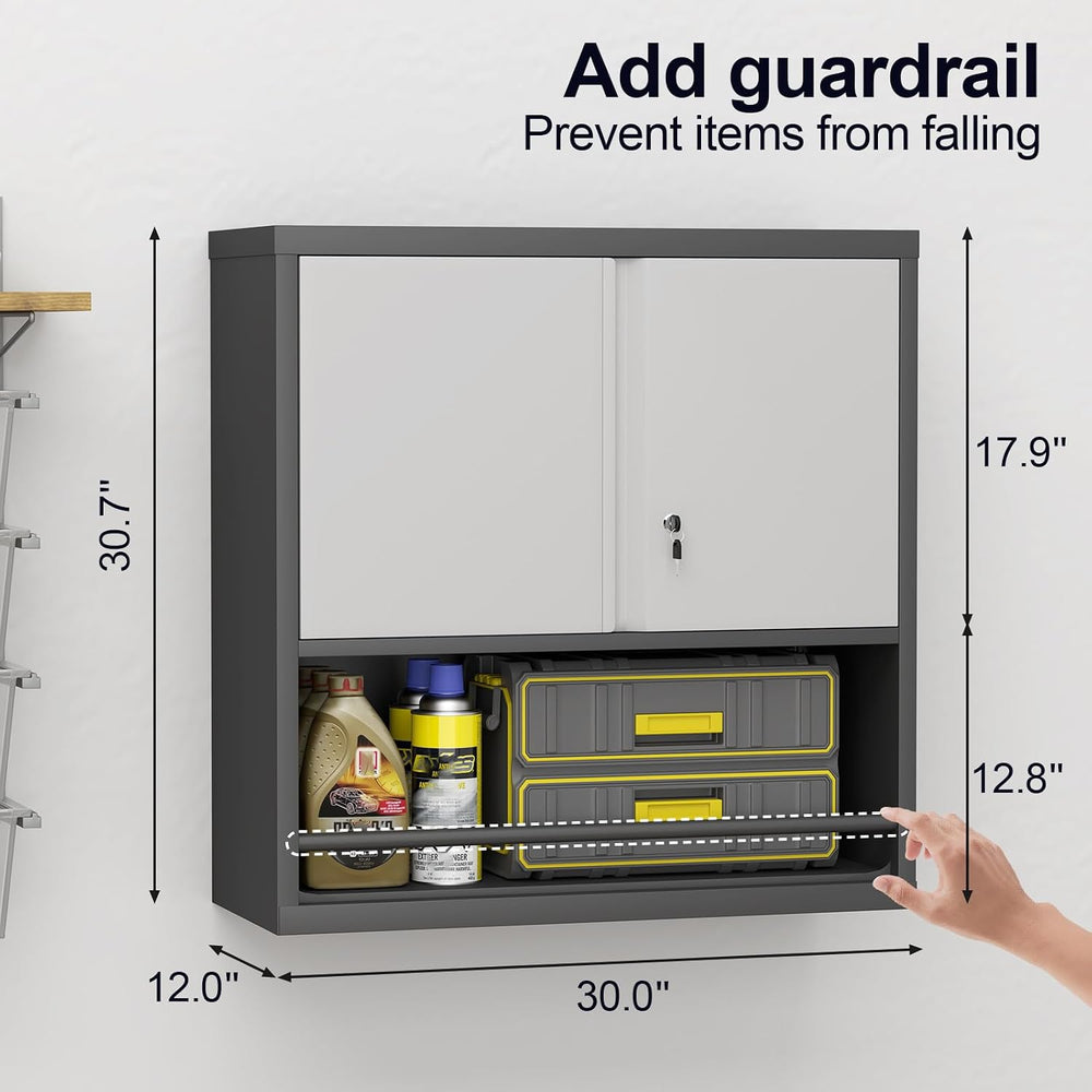 31" H Metal Garage Storage Cabinets with Doors and Shelves, Lockable Sto...