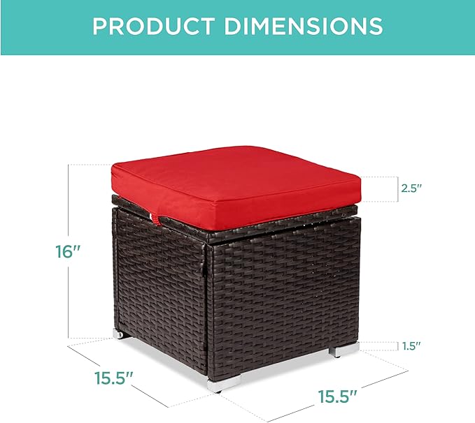Best Choice Products Set of 2 Wicker Ottomans, Multipurpose Outdoor Furniture...
