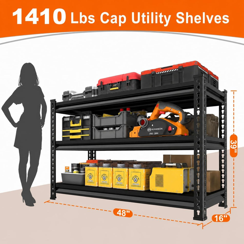 Metal Garage Shelving for Storage - 48" W x 16" D x 39" H