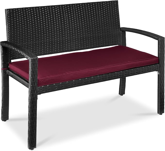 Best Choice Products Outdoor Bench 2-Person Wicker Garden Patio Benches Seati...