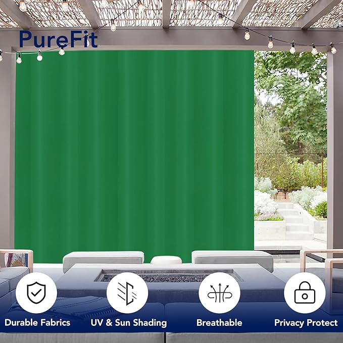 PureFit Outdoor Curtains for Patio Waterproof Weatherproof, UV Resistant Outs...