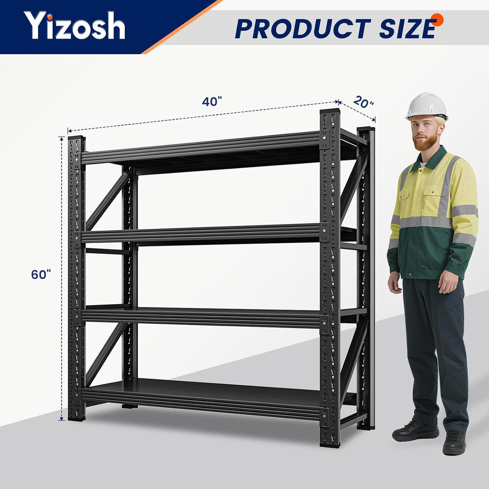 Yizosh 40" W Garage Shelving,4-Tier Heavy Duty Garage Storage,Utility Sh...