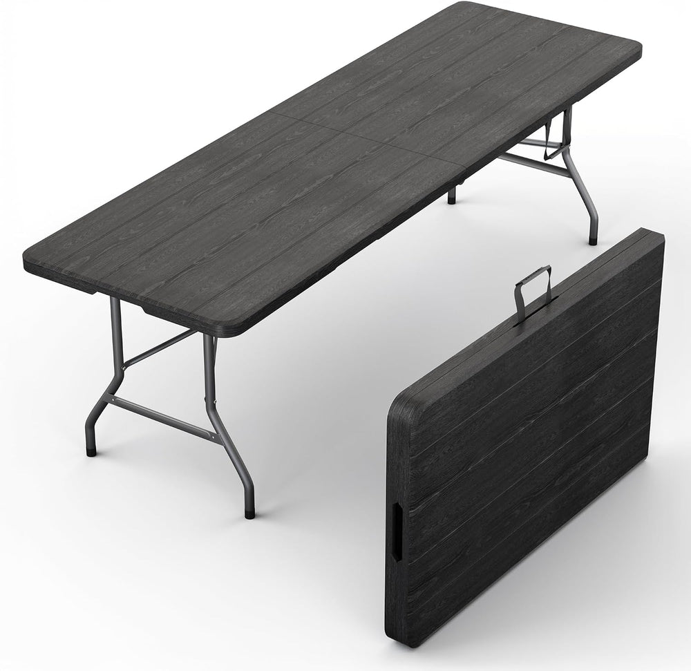 Our Modern Space 8 Feet Foldable Table with Built in Handle & Steel Legs ...