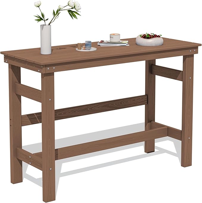 SERWALL 41" Outdoor Bar Table, All Weather HDPE Patio Bar Counter Height...