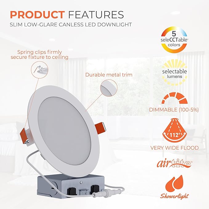 HALO HLB 6 in LED Recessed Lighting Canless Dimmable Wet Location Selectable ...