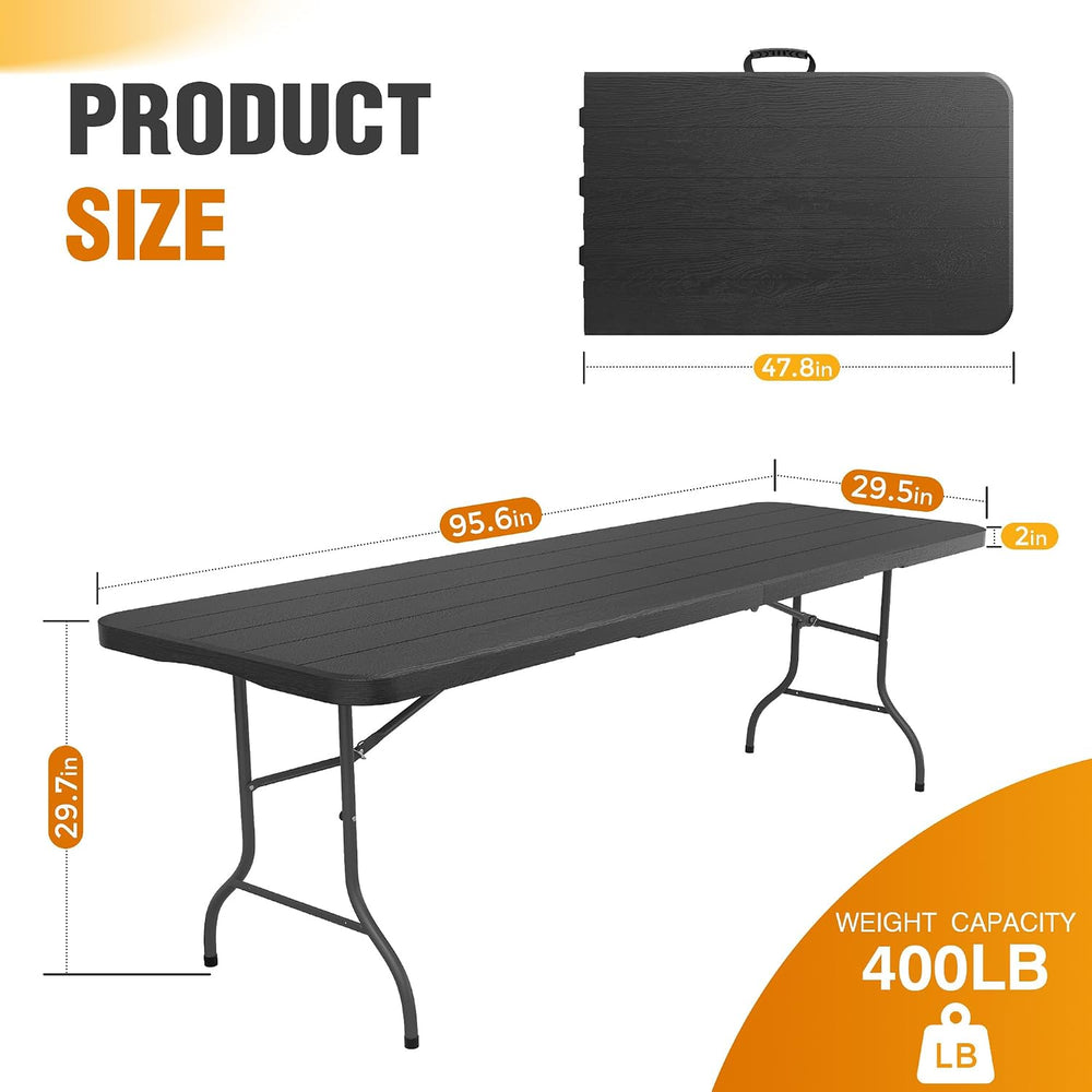 8 Ft Plastic Folding Table,Heavy Duty Portable Table for Indoor & Outdoor...