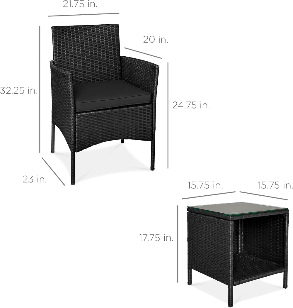 Best Choice Products 3-Piece Outdoor Wicker Conversation Bistro Set, Space Sa...